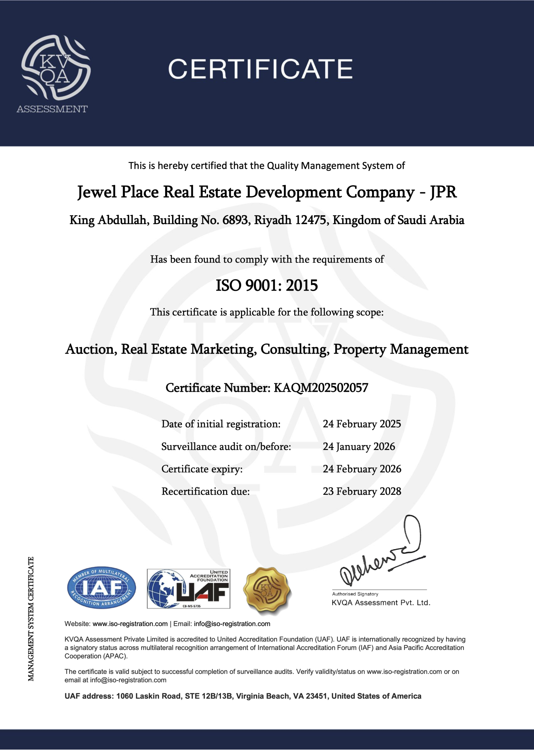 Certificate-9k-Initial-2025-Jewel-Place-Real-Estate-Development-Company-JPR